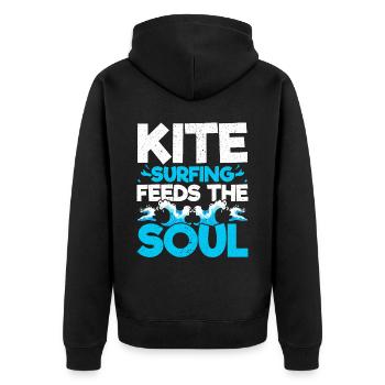 Le kitesurf nourrit le kitesurfeur Soul Kiteboarding - Veste à capuche bio Premium Unisexe - noir - Dos - Nico (187cm)