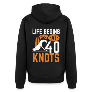 La vie commence à 40 nœuds Kitesurf Kitesurf - Veste à capuche bio Premium Unisexe - noir - Dos - Nico (187cm)