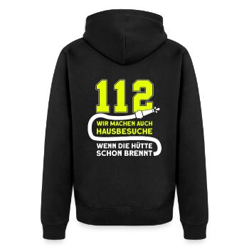 Feuerwehr Feuerwehrmann Feuerwehrleute FFW BFW - Unisex Premium Bio Zip Hoodie - Schwarz - Hinten - Nico (187cm)