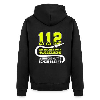 Feuerwehr Feuerwehrmann Feuerwehrleute FFW BFW - Unisex Premium Bio Zip Hoodie - Schwarz - Hinten - Nico (187cm)