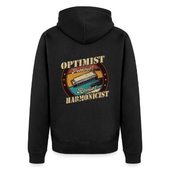 Drôle d’instrument d’harmonica rétro vintage - Veste à capuche bio Premium Unisexe - noir - Dos - Nico (187cm)
