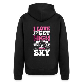 Rise up to the sky - Yoga aérien - Veste à capuche bio Premium Unisexe - noir - Dos - Nico (187cm)