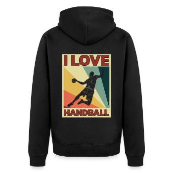Équipe de handball, club, entraîneur, entraîneur, joueur - Veste à capuche bio Premium Unisexe - noir - Dos - Nico (187cm)