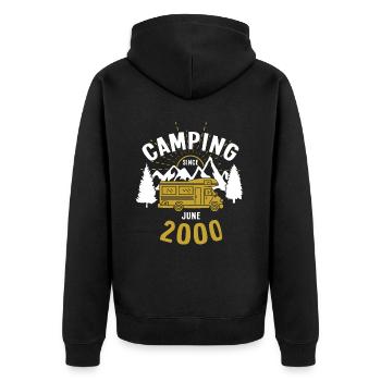 Anniversaire: Camping depuis juin 2000 Camping-car - Veste à capuche bio Premium Unisexe - noir - Dos - Nico (187cm)
