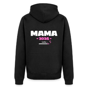 Mama 2024 Loading - Werdende Mama Motiv für - Unisex Premium Bio Zip Hoodie - Schwarz - Hinten - Nico (187cm)