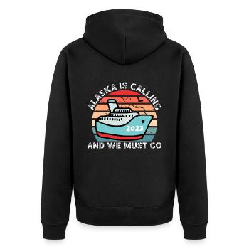 L’Alaska appelle et nous devons partir, 2023 Alaska - Veste à capuche bio Premium Unisexe - noir - Dos - Nico (187cm)