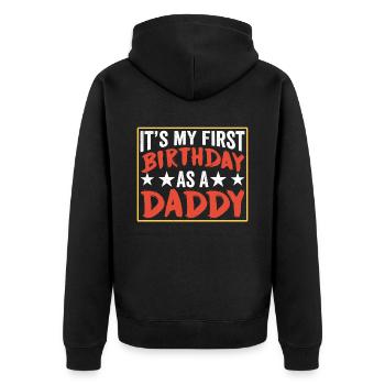 Mon premier anniversaire en tant que papa fête papa papa - Veste à capuche bio Premium Unisexe - noir - Dos - Nico (187cm)