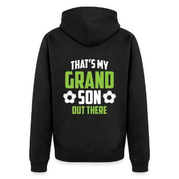 Das Ist Mein Enkel Da Draußen Fußball Hobby Sport - Unisex Premium Bio Zip Hoodie - Schwarz - Hinten - Nico (187cm)