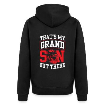 Das Ist Mein Enkel Da Draußen American Football - Unisex Premium Bio Zip Hoodie - Schwarz - Hinten - Nico (187cm)