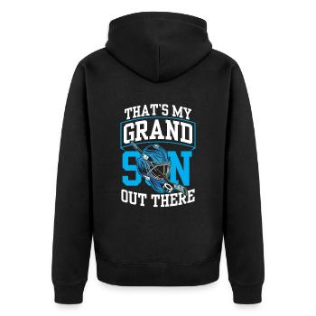 Das Ist Mein Enkel Da Draußen Eishockey Sport - Unisex Premium Bio Zip Hoodie - Schwarz - Hinten - Nico (187cm)