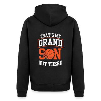 Das Ist Mein Enkel Da Draußen Basketball Sport - Unisex Premium Bio Zip Hoodie - Schwarz - Hinten - Nico (187cm)