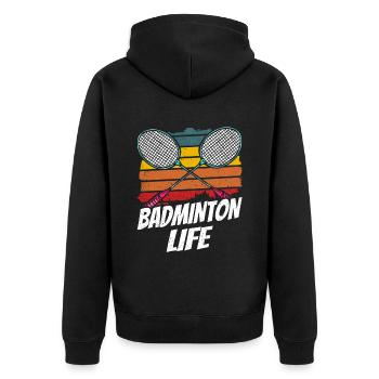 Vie de badminton Joueur de badminton Joueur de badminton Badminton - Veste à capuche bio Premium Unisexe - noir - Dos - Nico (187cm)