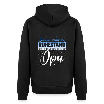 Ich bin nicht im Ruhestand ich bin professioneller - Unisex Premium Bio Zip Hoodie - Schwarz - Hinten - Nico (187cm)