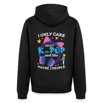 Je ne me soucie que de la K-Pop et j’aime 3 personnes - Veste à capuche bio Premium Unisexe - noir - Dos - Nico (187cm)