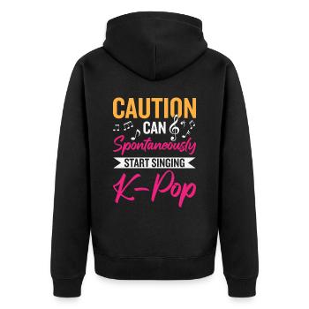 Kann spontan anfangen K-Pop zu singen - Unisex Premium Bio Zip Hoodie - Schwarz - Hinten - Nico (187cm)