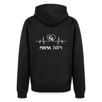 Mama 2024 Heartbeat - La fête des mères de maman Mami - Veste à capuche bio Premium Unisexe - noir - Dos - Nico (187cm)