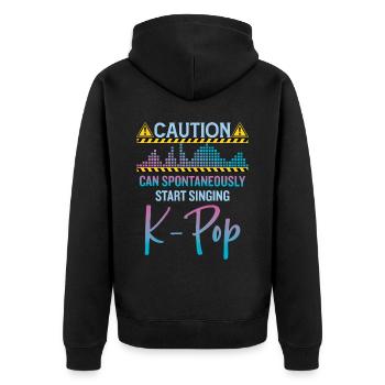 Peut spontanément commencer à chanter de la K-pop - Veste à capuche bio Premium Unisexe - noir - Dos - Nico (187cm)