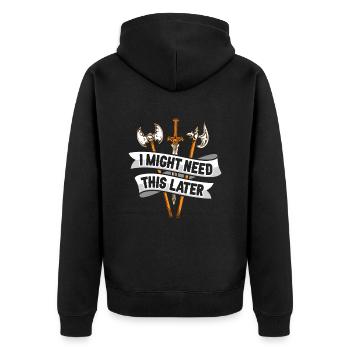 Larp Rpg Rollenspiel Design Larper - Unisex Premium Bio Zip Hoodie - Schwarz - Hinten - Nico (187cm)