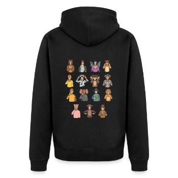 Animals Asl Hand Gesture Deaf Hearing Loss - Unisex Premium Organic Zip Hoodie - black - Back - Nico (187cm)
