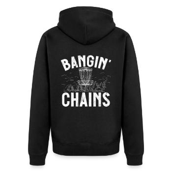 Lustiges Disc Golf & Ultimate Frisbee Spieler - Unisex Premium Bio Zip Hoodie - Schwarz - Hinten - Nico (187cm)
