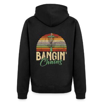 Lustiges Disc Golf & Ultimate Frisbee Spieler - Unisex Premium Bio Zip Hoodie - Schwarz - Hinten - Nico (187cm)