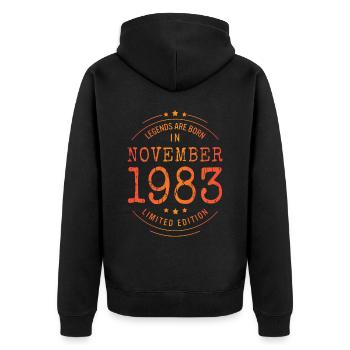 Birthday November 1983 Limited Edition Vintage - Unisex Premium Organic Zip Hoodie - black - Back - Nico (187cm)