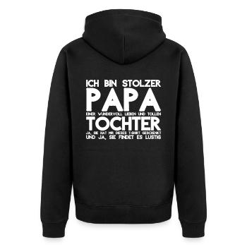 Papa Vater Tochter Vatertag Geburtstag - Unisex Premium Bio Zip Hoodie - Schwarz - Hinten - Nico (187cm)