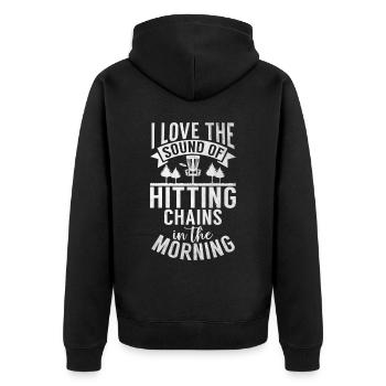 Lustiges Disc Golf & Ultimate Frisbee Spieler - Unisex Premium Bio Zip Hoodie - Schwarz - Hinten - Nico (187cm)