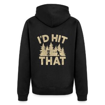 Lustiges Disc Golf & Ultimate Frisbee Spieler - Unisex Premium Bio Zip Hoodie - Schwarz - Hinten - Nico (187cm)