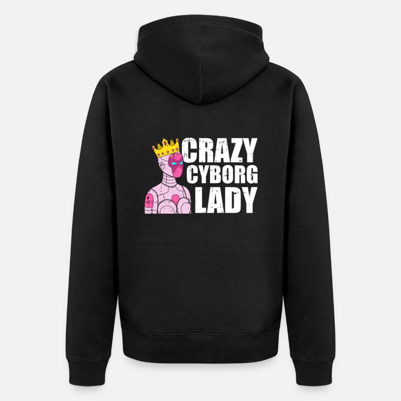 Robotik Ai Roboter Cyborg - Unisex Premium Bio Zip Hoodie - Schwarz