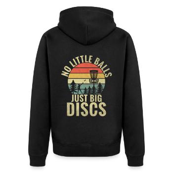 Lustiges Disc Golf & Ultimate Frisbee Spieler - Unisex Premium Bio Zip Hoodie - Schwarz - Hinten - Nico (187cm)