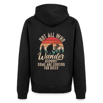 Lustiges Disc Golf & Ultimate Frisbee Spieler - Unisex Premium Bio Zip Hoodie - Schwarz - Hinten - Nico (187cm)