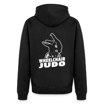 Judoka wheelchair - Unisex Premium Organic Zip Hoodie - black - Back - Nico (187cm)