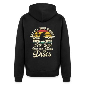 Lustiges Disc Golf & Ultimate Frisbee Spieler - Unisex Premium Bio Zip Hoodie - Schwarz - Hinten - Nico (187cm)