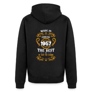 Fabriqué en février 1957 Le meilleur - Veste à capuche bio Premium Unisexe - noir - Dos - Nico (187cm)