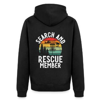 Lustiges Disc Golf & Ultimate Frisbee Spieler - Unisex Premium Bio Zip Hoodie - Schwarz - Hinten - Nico (187cm)