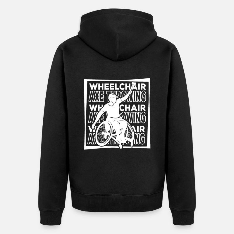 Axtwerfen Axtwerfer Rollstuhl - Unisex Premium Bio Zip Hoodie - Schwarz
