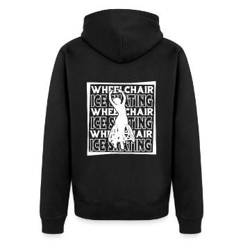 Schlittschuhlaufen Rollstuhl - Unisex Premium Bio Zip Hoodie - Schwarz - Hinten - Nico (187cm)