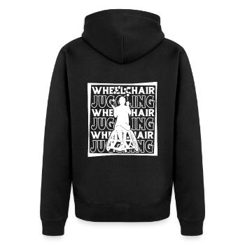 Jonglieren Jongleur Rollstuhl - Unisex Premium Bio Zip Hoodie - Schwarz - Hinten - Nico (187cm)