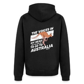 The Voices In My Head Australia - Unisex Premium Organic Zip Hoodie - black - Back - Nico (187cm)