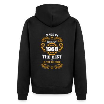 Fabriqué en février 1968 Le meilleur - Veste à capuche bio Premium Unisexe - noir - Dos - Nico (187cm)