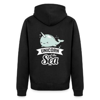 mignon bébé narval dans la mer - Veste à capuche bio Premium Unisexe - noir - Dos - Nico (187cm)