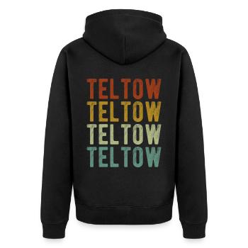 Teltow Stadt Retro Vintage - Unisex Premium Bio Zip Hoodie - Schwarz - Hinten - Nico (187cm)