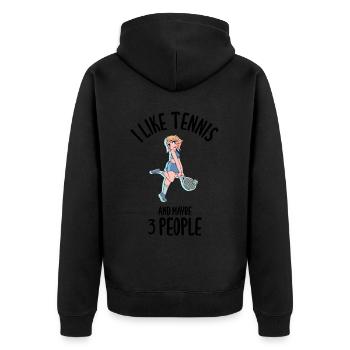 I Like Tennis And Maybe 3 People - Unisex Premium Organic Zip Hoodie - black - Back - Nico (187cm)