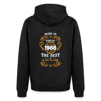 Made In February 1988 The Best - Unisex Premium Organic Zip Hoodie - black - Back - Nico (187cm)