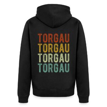 Torgau Stadt Retro Vintage - Unisex Premium Bio Zip Hoodie - Schwarz - Hinten - Nico (187cm)