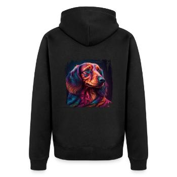 Hunde Spruch Dachshund Design für Hundeliebhaber - Unisex Premium Bio Zip Hoodie - Schwarz - Hinten - Nico (187cm)