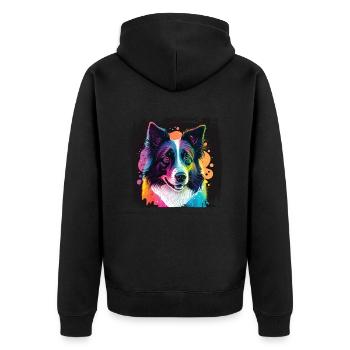 Hunde Spruch Border Collie Design - Unisex Premium Bio Zip Hoodie - Schwarz - Hinten - Nico (187cm)