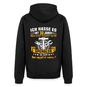 Spengler 30. Geburtstag 30 Jahre Bauspengler - Unisex Premium Bio Zip Hoodie - Schwarz - Hinten - Nico (187cm)