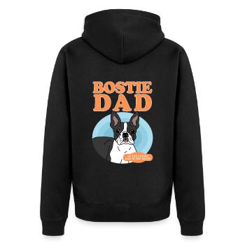 Boston Terrier Dad Hundebesitzer Hunde Geschenk - Unisex Premium Bio Zip Hoodie - Schwarz - Hinten - Nico (187cm)